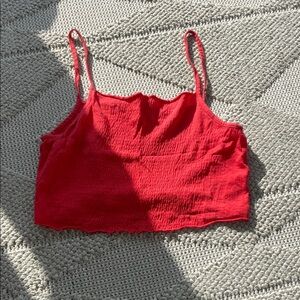 Zara Red Smocked Crop Top